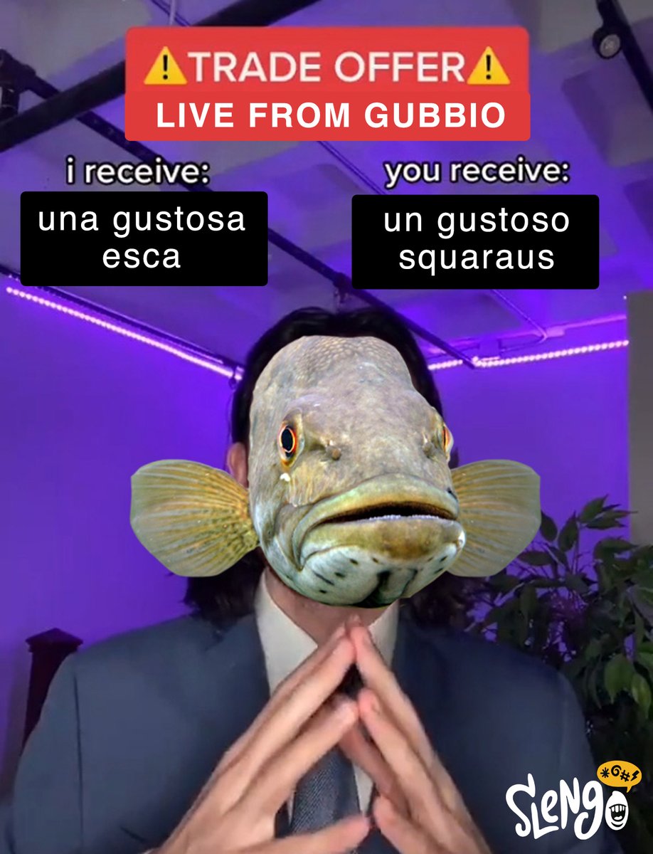 slengo_it's tweet photo. โ Che fai, accetti? โ
Leggi prima la definizione di #squaraus su Slengo: https://t.co/7bkxfSgIhz
#gubbio #pesce https://t.co/Zklw0DZSrv