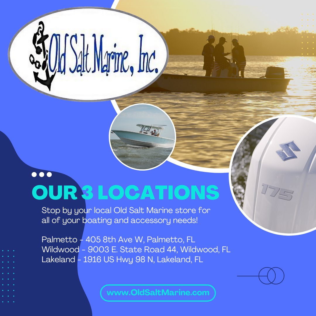 Happy Friday from everyone at Old Salt Marine! We have 3 convenient locations offering a full range of service, new boat sales and accessories from major brands like Sea Pro and Suzuki. 

#Florida #Boating #BoatFising #BoatLifestyle #Suzuki #SuzukiMarine #SuzukiOutboards #SeaPro