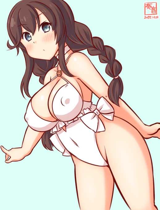 「もぉ～、阿賀野姉ぇ!私の太もも撫でるのやめてって!  …あれ? …提督?」#艦これ版真剣お絵描き60分一本勝負_20221021#能代 