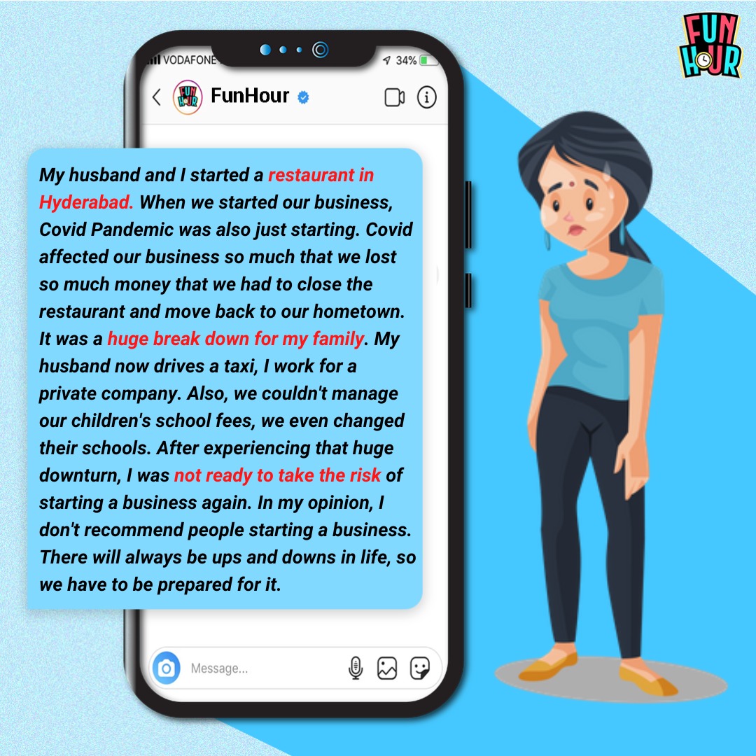 FunHourOfficial's tweet photo. One of our followers shares her business failure story with us 
☝🏻READ AND SHARE 

@FunHourOfficial created a space to share your stories emotions, thoughts etc.

#funhour #growwithfunhour #lifelessons #sharebox  #business #failure #restaurant #covid #pandemic #businessman https://t.co/EhfYBnxhCM