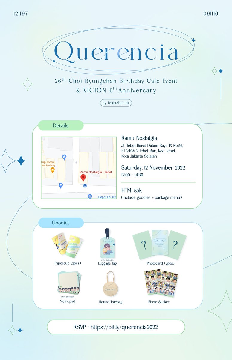 TEAMCBC_INA's tweet photo. 𝐐𝐔𝐄𝐑𝐄𝐍𝐂𝐈𝐀
𝘉𝘺𝘶𝘯𝘨𝘤𝘩𝘢𝘯 𝘉𝘪𝘳𝘵𝘩𝘥𝘢𝘺 𝘢𝘯𝘥 𝘝𝘪𝘤𝘵𝘰𝘯 𝘈𝘯𝘯𝘪𝘷𝘦𝘳𝘴𝘢𝘳𝘺 𝘊𝘢𝘧𝘦 𝘌𝘷𝘦𝘯𝘵

❥ Saturday, November 12, 2022
❥ Ramu Nostalgia, Tebet (@RamuNostalgiaID)
❥ https://t.co/wJBr1Sq3qC

For more details, check the picture below💛💙

#빅톤 #최병 https://t.co/ocDkNSkBVi