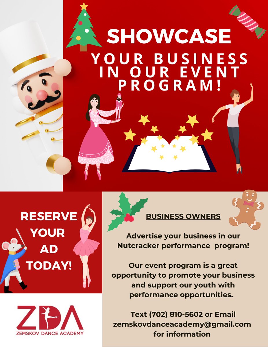 This is a great opportunity to showcase your business and support our talented dancers who are working hard to share this holiday tradition with the community 🩰 #LasVegas #lasvegasbusiness #performingarts