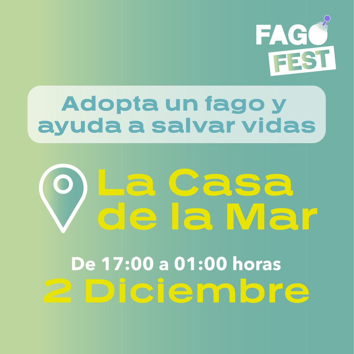 VLCphagehunters's tweet photo. El próximo 2 de diciembre en #LaCasaDeLaMar tendrá lugar el primer festival de música dedicado a la recaudación de fondos para la investigación en fagoterapia dentro de la campaña #AdoptaUnFago @adoptaunfago https://t.co/pIKSnML6Ci