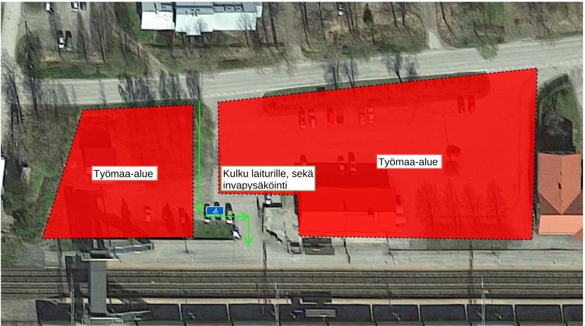 orivesi's tweet photo. Tiistaista 25.10. aamusta lähtien kulku asemalaiturille, polkupyöräpysäköinti sekä liikuntarajoitteisten pysäköinti Oriveden asemalla siirretään takaisin aseman eteläiseen päähän lippuautomaatin kohdalle. 
Muu alue säilyy yhä työalueena toistaiseksi. https://t.co/Elj1Iv86CN