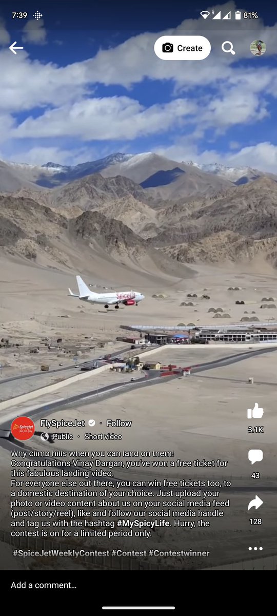 DPramit's tweet photo. Dear @flyspicejet you must know better that #Leh airport is a strategic military airbase and videography isn't allowed here,and you are giving rewards around it.Please show some respect &amp; responsibility. 
https://t.co/6G2FIDVOUu

@MoCA_GoI @DGCAIndia @Ministry_CA @JM_Scindia https://t.co/F4OsgXRkrr