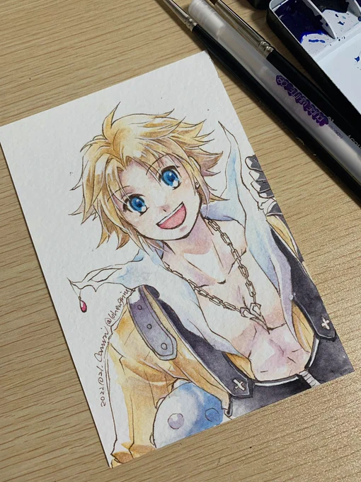 実は2日目のジタンで失敗した金髪キャラリベンジでもあったり。でもティーダは金髪ではあるけど若干プリン頭だよね…(特に異説)若干風邪引いてるかもしれないストラスモアのハガキサイズ、明日でようやく使い切れそう… 