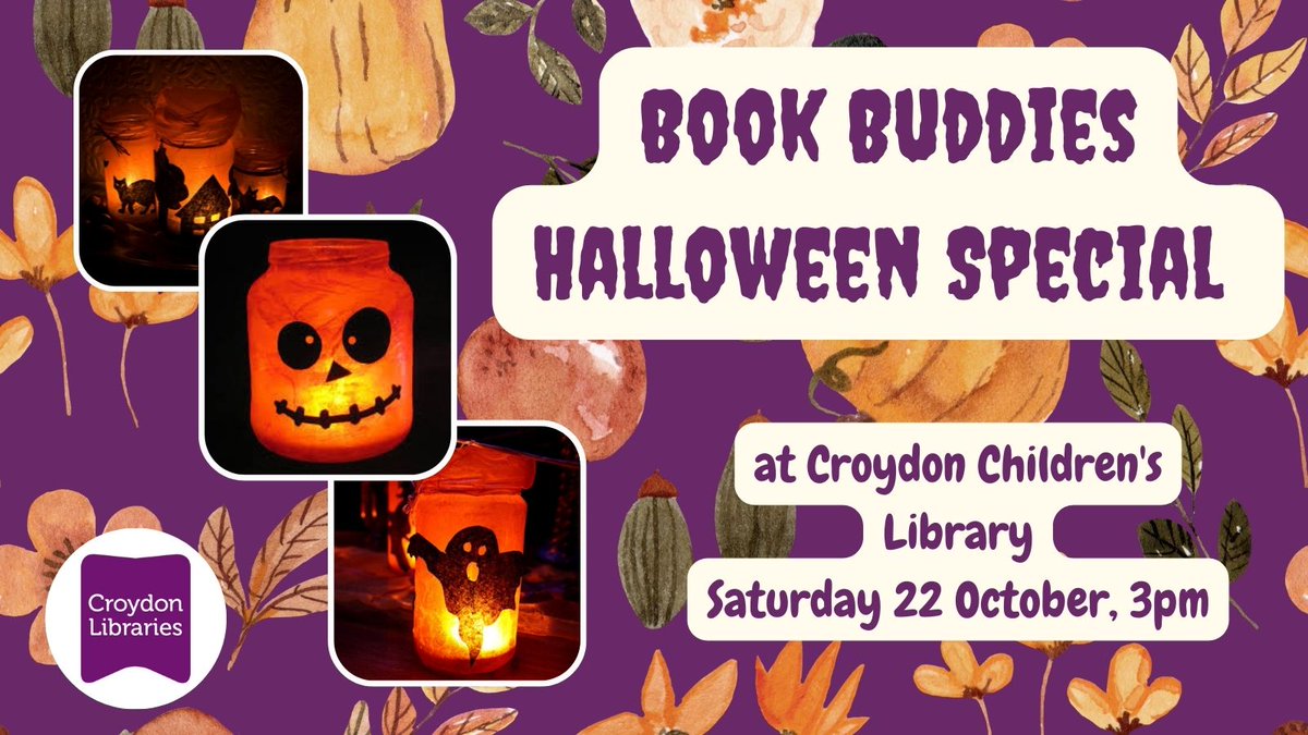 Croydon Libraries (@croydonlibs) on Twitter photo Book Buddies Halloween Special at #CroydonChildrensLibrary
Sat 22 Oct, 3pm. Listen to a spooky story and make a special Halloween craft. For 5-7 year olds. Please contact the library croydoncentrallibrary@croydon.gov.uk for further details.
<a href="/yourcroydon/">Your Croydon</a> <a href="/CroydonCU/">Croydon CU</a> <a href="/HomeStartCroyd/">Home-Start Croydon</a> Book Buddies Halloween Special at #CroydonChildrensLibrary
Sat 22 Oct, 3pm. Listen to a spooky story and make a special Halloween craft. For 5-7 year olds. Please contact the library croydoncentrallibrary@croydon.gov.uk for further details.
<a href="/yourcroydon/">Your Croydon</a> <a href="/CroydonCU/">Croydon CU</a> <a href="/HomeStartCroyd/">Home-Start Croydon</a>