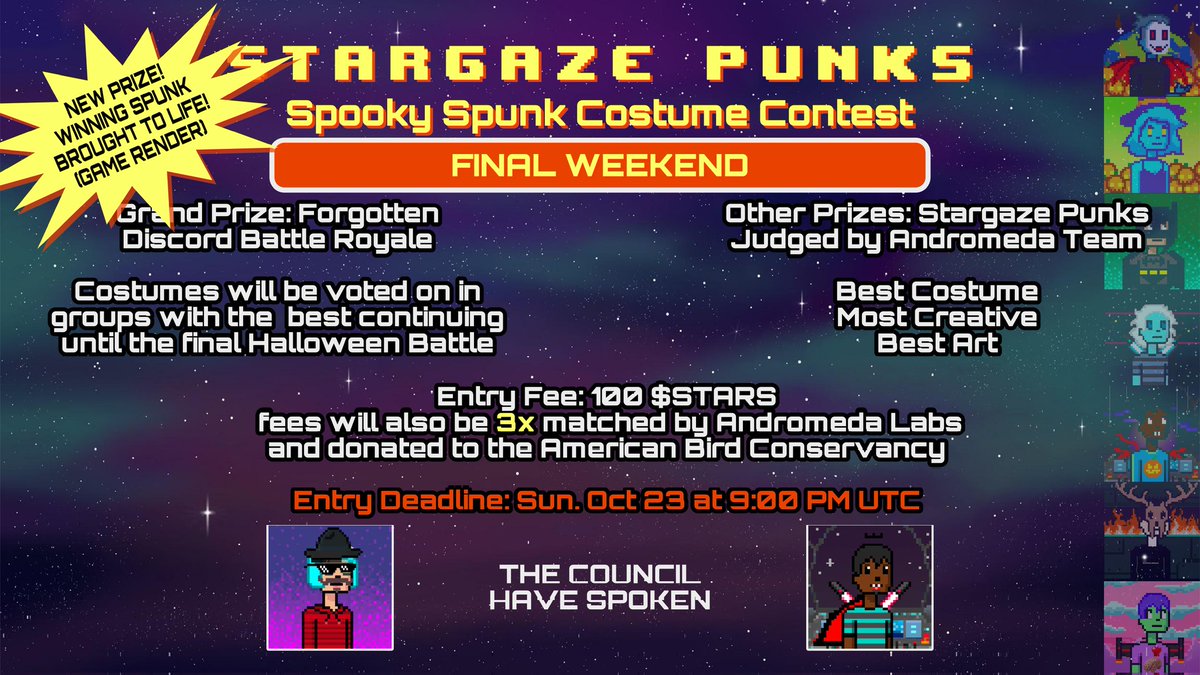 Time is running out⌛

And we upped the prizes 🔥

Winner now also gets to bring their Spunk into <a href="/Andromaverse/">Andromaverse</a> game next