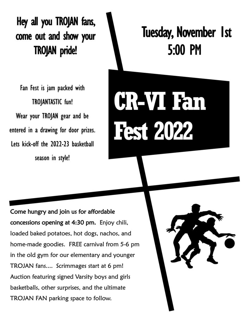 CR6Trojans's tweet photo. Fan Fest is November 1st! If you have a donation for attendance prizes or the auction, please email Mrs Utterback. All profits from the auction benefit the elementary, MS and HS Trojan Stores for positive behaviors. #WeAreCommunity #ACommunityCommittedToSuccess https://t.co/I0KbVwl0h6