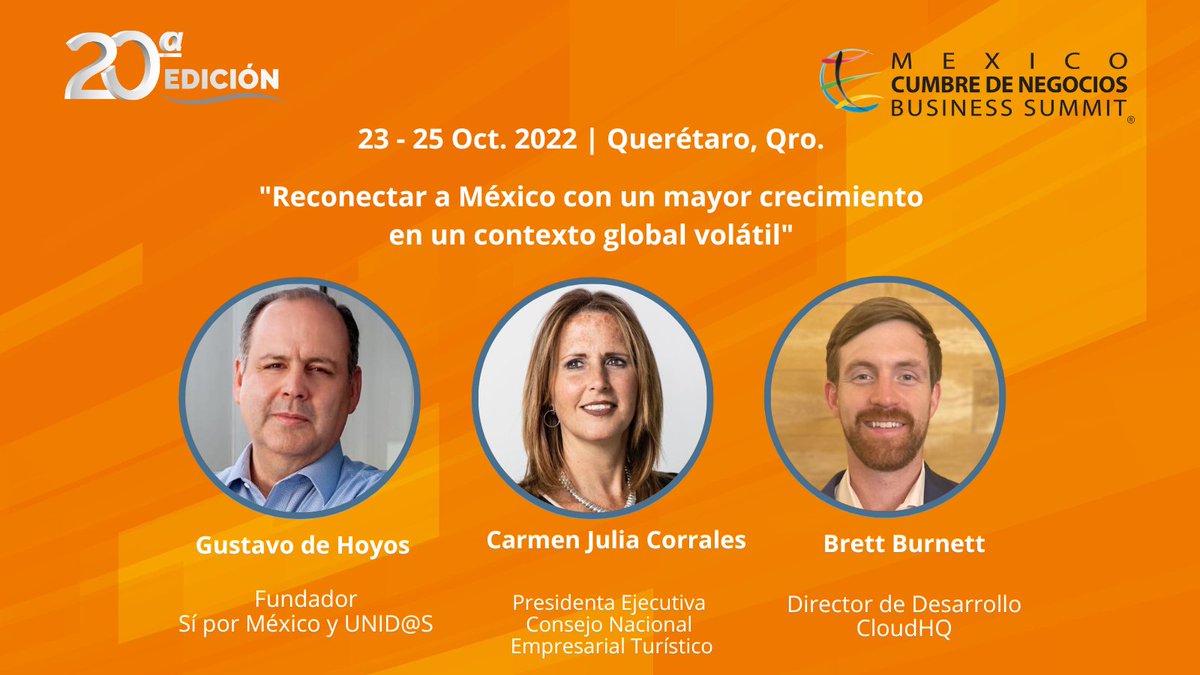 Durante esta 20a. Edición de México Cumbre de Negocios, exploraremos las diferentes oportunidades comerciales de México y sus socios, mientras se desarrollan nuevas conexiones internacionales.
Conoce el programa de actividades completo en: cumbredenegocios.com.mx
.