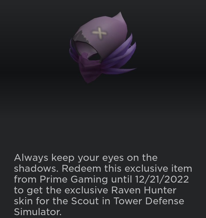 TDS New Codes ! [Raven Hunter Hood]🎃