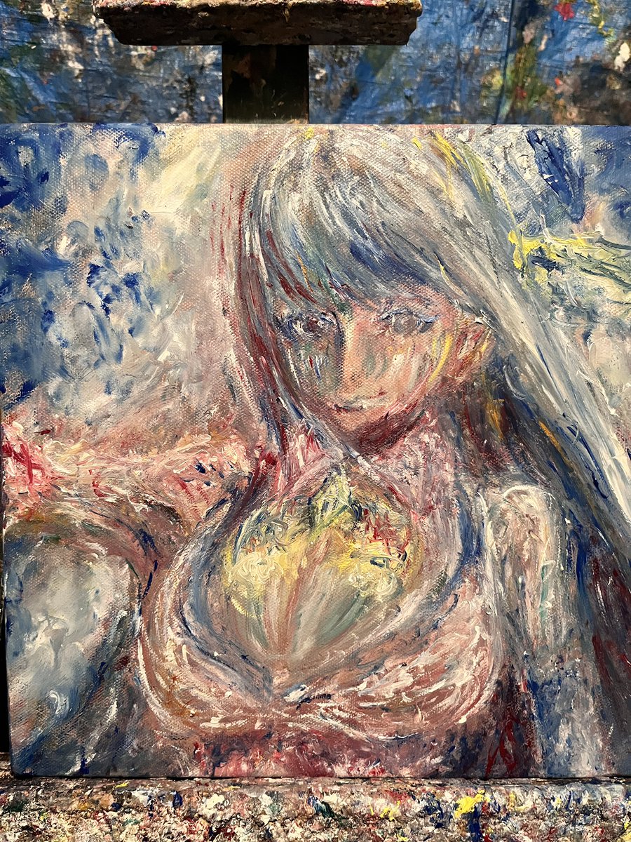 「製作過程②完成!! 」|クユウチ🐉🍷🖕🖋vの油絵画家のイラスト