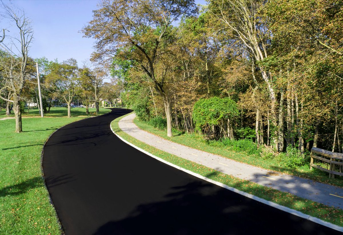 SealMasterNet's tweet photo. It's a gorgeous day in Ohio, home to SealMaster HQ. The weekend is going to be even better. More sun and low 70s with low overnight temps 50 degrees F and rising! Photo: Liquid Road bituminous surface coating on park access road. #presevation #sustainability🌞🍁😍 https://t.co/wnFnT3i0tS