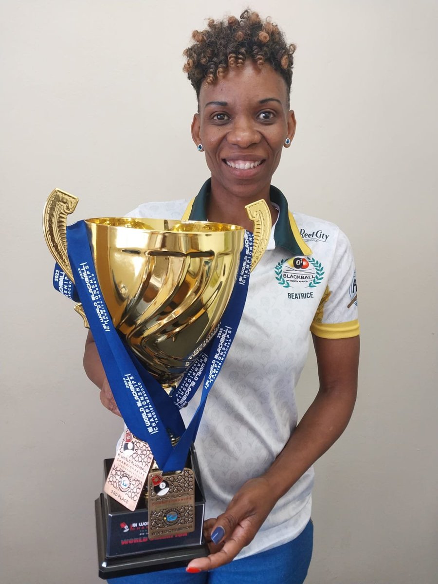 DearKatli's tweet photo. A Soweto woman went against all odds to become the pool champion after winning the 2022 World Blackball Champion in Morocco. Beatrice Monyake (41) represented South Africa at the World Blackball Championship in Tangier, Morocco- the event which ended over the weekend. By @jozifm https://t.co/0UmReQjcAs