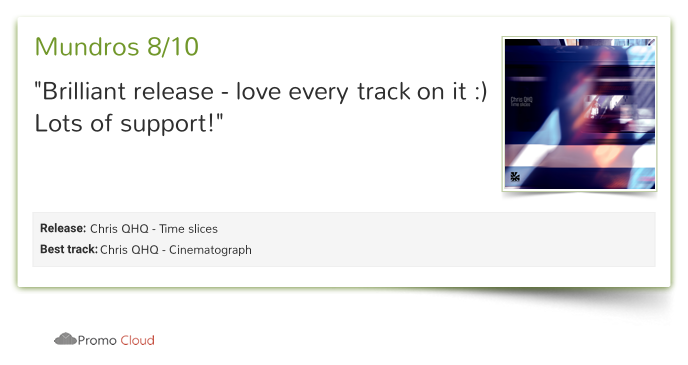 Mundros reviewed Chris QHQ - Time slices. 8/10   @chrisQHQ <a href="/techno/">Tom Ford</a> <a href="/deeptechno/">ً</a> @frequencyshiftrecor