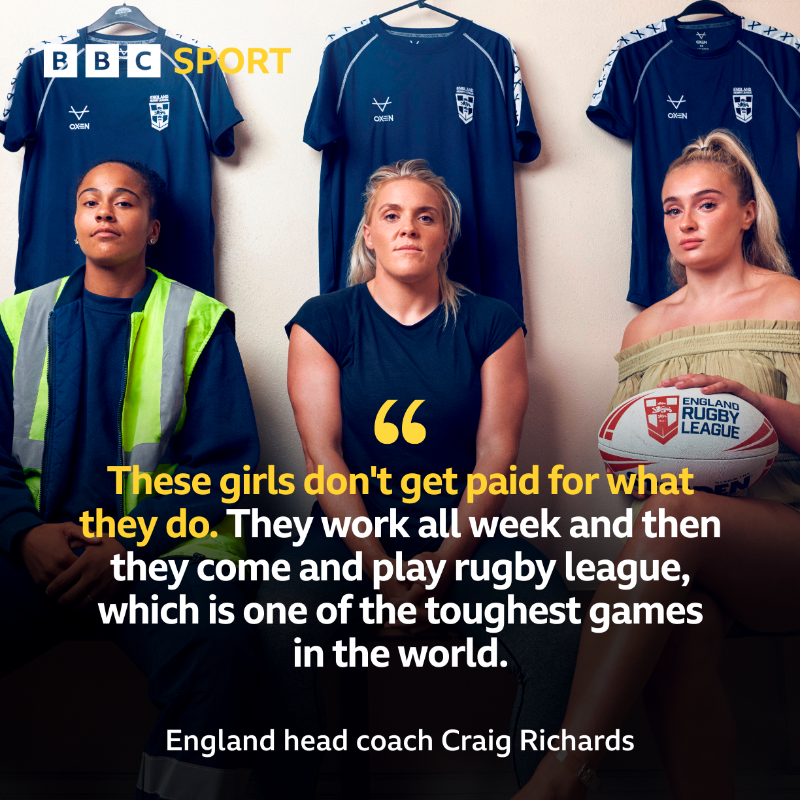 BBCSport's tweet photo. ๐ก๐๐ช ๐๐ข๐๐จ๐ ๐๐ก๐ง๐๐ฅ๐ฌ ๐ฅ
England's women's players have to balance their career, family and their training for the chance to represent their country at a home Rugby League World Cup.
It's an incredible story.
๐ฒ Watch Women of Steel on @BBCiPlayer now ๐
#BBCRL