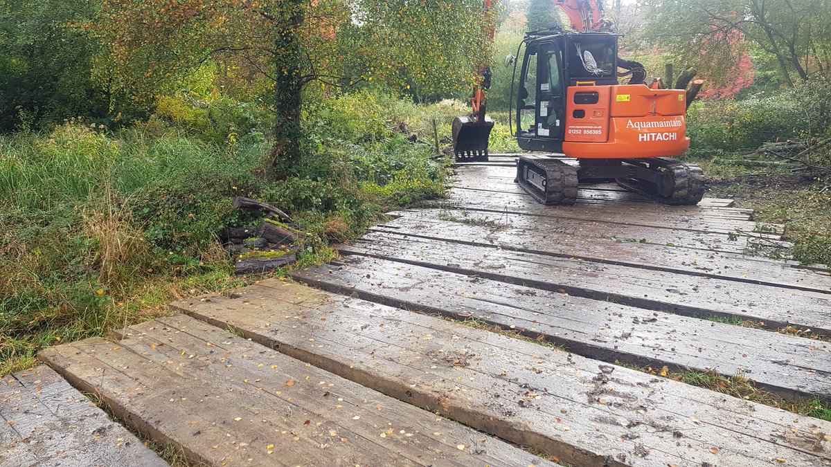 Blacky_Himself's tweet photo. When the weather turns like this you can end up in real trouble working in a floodplain wetland. Thankfully this timber trackway keeps the ground safe from the diggers (and vice versa!) https://t.co/fI6g1UCxff