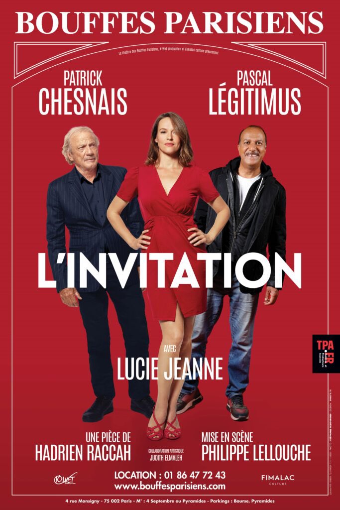 foudartblog's tweet photo. L’invitation. Dans ce spectacle « très sympa », dans ce théâtre de pur divertissement aux situations déjantées, le public rit de bon cœur 👉 @bouffesparis 📝 https://t.co/fm8tLsAnAP 🪧🅵🅵 #linvitation @Patrick_P75 @Pascalegitimus #luciejeanne #theatre #boulevard https://t.co/R3SQZLgvsl