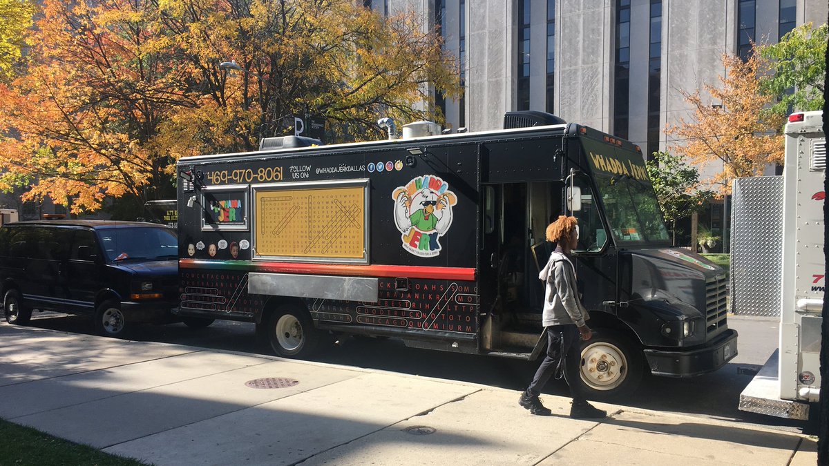 UChicago Eats (@uchicagoeats) on Twitter photo New #FoodTruck alert ⚠️ <a href="/WhaddaJerk/">Whadda Jerk</a> has joined the Ellis Ave lineup serving Jerk fusion street food! Not feeling Caribbean food? The Cajun Connoisseur, <a href="/ChicagoLunchBox/">Chicago Lunchbox</a>, <a href="/EJPierogi/">EJ Pierogi</a>, El Buen Taco, and Tacos Marios are also out today. #UChicagoEats New #FoodTruck alert ⚠️ <a href="/WhaddaJerk/">Whadda Jerk</a> has joined the Ellis Ave lineup serving Jerk fusion street food! Not feeling Caribbean food? The Cajun Connoisseur, <a href="/ChicagoLunchBox/">Chicago Lunchbox</a>, <a href="/EJPierogi/">EJ Pierogi</a>, El Buen Taco, and Tacos Marios are also out today. #UChicagoEats