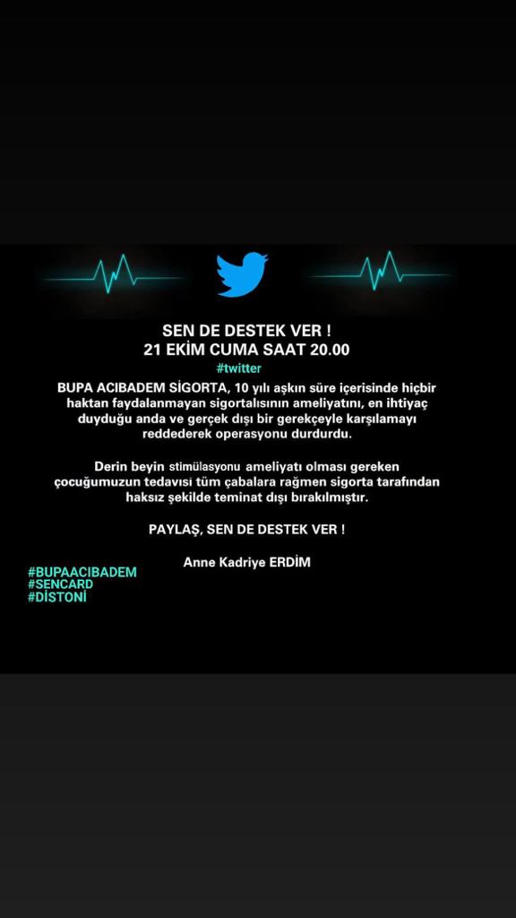 Mesnetsiz gerekçeyle tam da olması gereken zamanda sigortalısını yüz üstü bırakan tacirlerin karşısında, arkadaşımızın yanındayız.!
<a href="/Bupaacibadem/">Bupa Acıbadem Sigorta</a>
<a href="/sencardofficial/">senCard</a>
#bupaacıpadem, #bupaacıbademsigorta, #bupaacibademsigorta, #sencard, #distoni