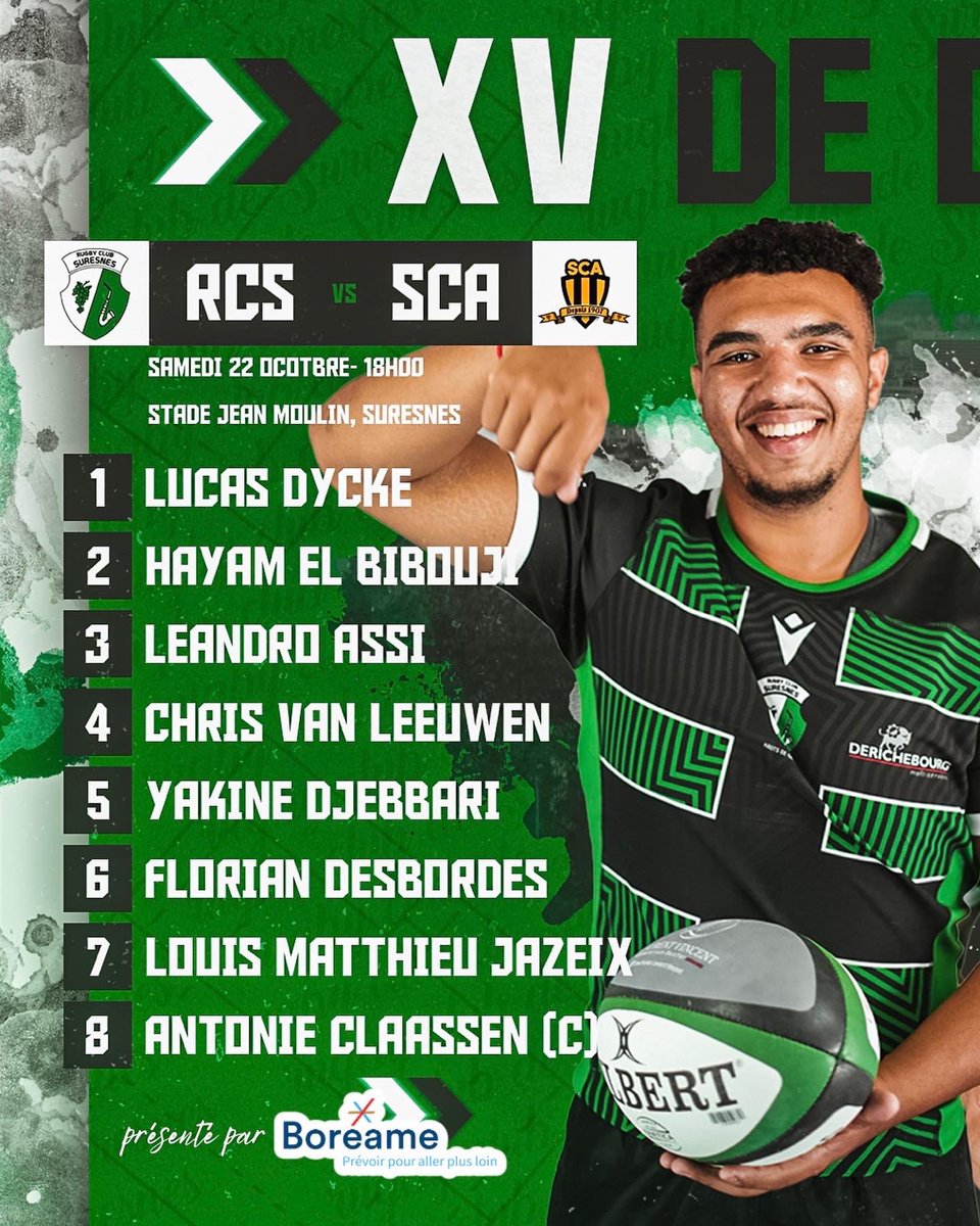 RCSuresnes's tweet photo. [ COMPOSITION 📇 ]

Voici les suresnois qui défendront le Mont Valérien demain soir pour la réception du @SCA_OFFICIEL. 

Coup d’envoi 18h pour ce choc de @RugbyNationale ! On compte sur vous. 🫵🏼 

#AllezSuresnes #VertsEtNoirs #Nationale
#rugby #rugbyfamily https://t.co/EgMWF8k6tQ