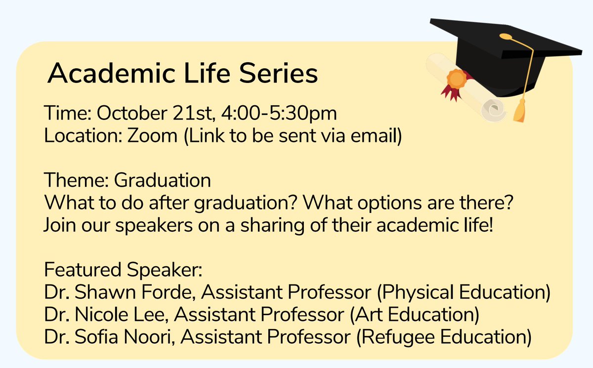 Three great speakers today answering questions from grad students in EDCP about journeys from Masters to PhD to faculty. This is today! Check your email from earlier this week for the link or contact the peer advisors.