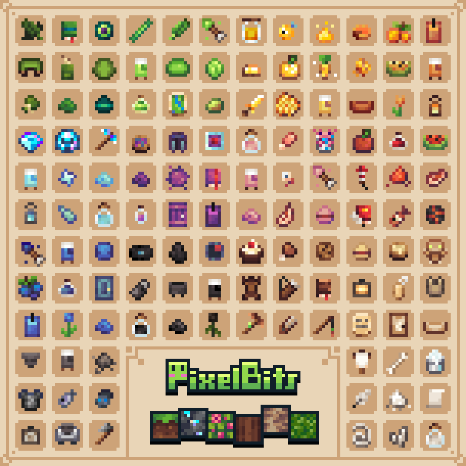 Colorful collection of the items for my #minecraft resource pack #pixelart #aseprite #pixelbits