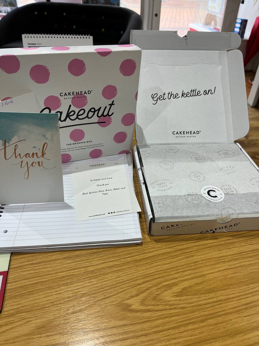 potterandford's tweet photo. Happy Friday!! We had some very happy customers today who bought us some Brownies (gluten free) for getting them into their new home! Thank you @bakedbycakehead They are delicious! #cakehead #brownies #pottterandford #local #friday #completion #chesham https://t.co/l5kRLtixRS