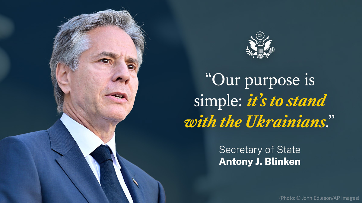 .<a href="/SecBlinken/">Secretary Antony Blinken</a>: Our purpose is simple: it’s to stand with the Ukrainians, to make sure that their country remains independent, and ultimately to have the strongest possible hand at the negotiating table if one emerges. Full remarks on <a href="/ABC/">ABC News</a>'s <a href="/GMA/">Good Morning America</a>: state.gov/secretary-anto…
