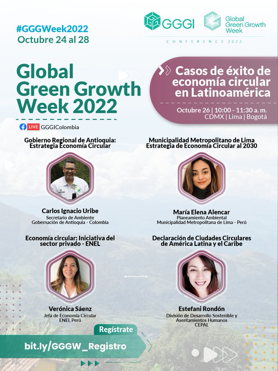 GGGICol's tweet photo. ¿Quieres conocer más sobre estrategias de #EconomíaCircular en la Latinoamérica?
Regístrate en esta sesión de #GGGWeek, ¡presentaremos las experiencias exitosas de la @MuniLima y @GobAntioquia junto con @EnelPeru y @cepal_onu!
📌 26/10 | 10 a. m.
👉 https://t.co/3JzWuDtqCo https://t.co/Of3TOmiSVa