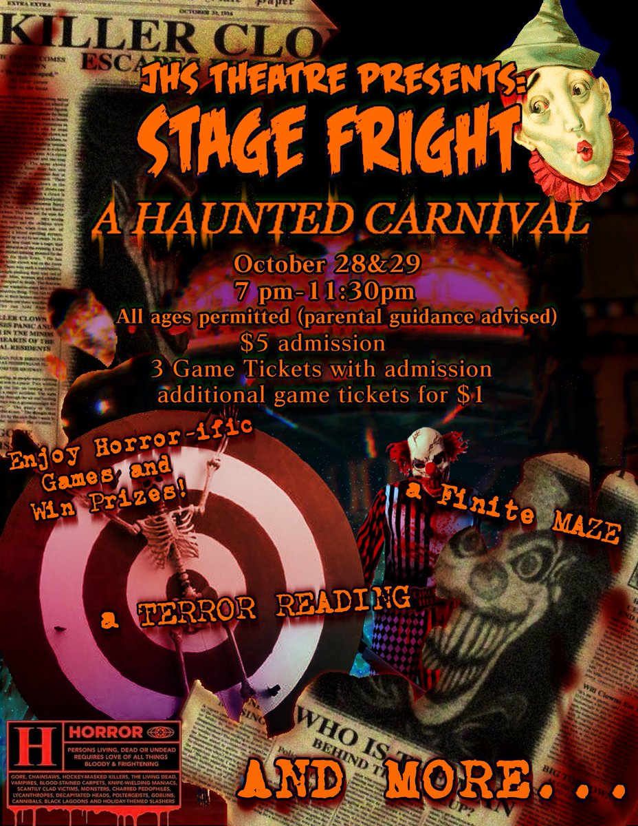 JHighTheatre's tweet photo. We are exactly one week away from stage fright!! Hope to see you all there 👻👻 https://t.co/tY6pgWgzUy