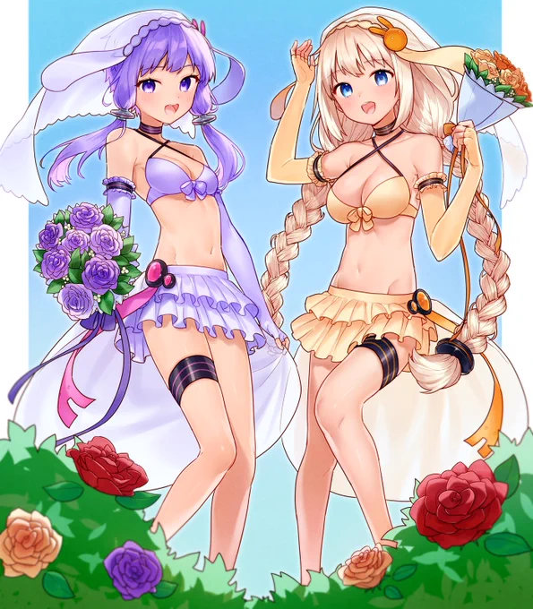 ウェディング水着ゆかりさんとあかりちゃん(skeb) 