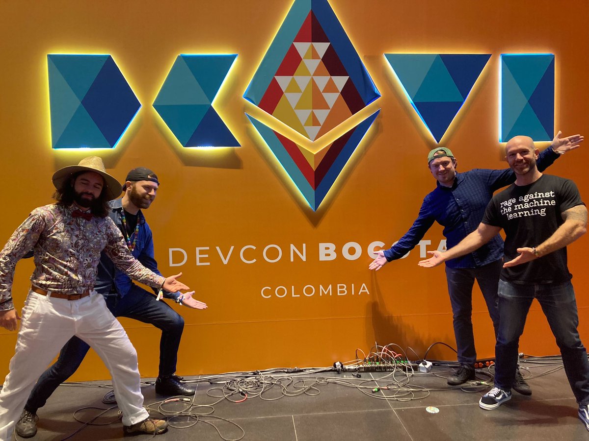 enzymefinance's tweet photo. Reminiscing on a successful, fun and very busy week at @EFDevcon!
Enzyme’s @eek637 @sean_j_casey @LucaMossini @GabRocheleau represented for us ✈️✌️
Shoutout to @ethereum for hosting a great event. Until next time!
#DevCon #DevConVI #devcon2022 #devconbogota #ETH #Ethereum https://t.co/sV9pff1zdO