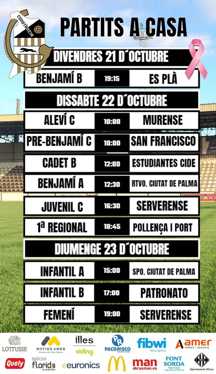 CEConstancia's tweet photo. ⚽📝 Apunta els partits d'aquest cap de setmana a Inca! 🤍🖤

#CONSTÀNCIAiHONOR #CentAnysEnBlanciNegre

👇🏼👇🏼👇🏼 https://t.co/ua2mdYqZF0