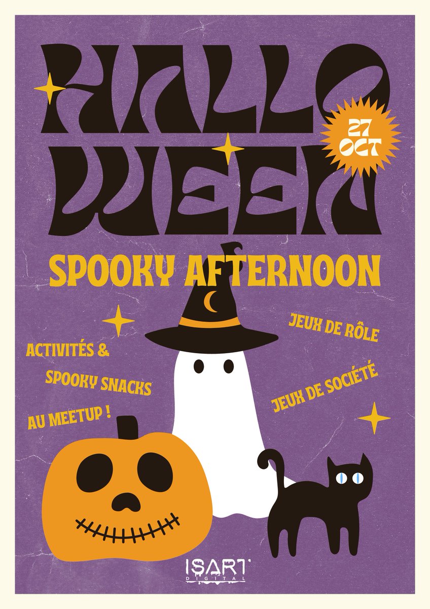 BdeIsart's tweet photo. Halloween arrive à grands pas, de nombreux monstres, fantômes et autres créatures se rapprochent de l’école. Nous risquons d’être envahit dès la semaine prochaine 🧛

Nous vous donnons rendez-vous jeudi 27 octobre à partir de 15h dans le meet-up pour de nombreuses activités. https://t.co/NF3nl6J94a