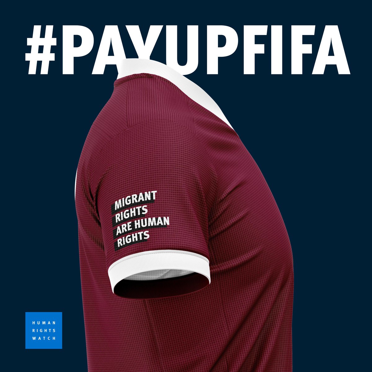 hrw's tweet photo. Fans don’t want to sit in stadiums that workers died to build.  

Retweet to let @FIFAcom know we are waiting for their commitment to compensate migrant worker families before the #WorldCup kicks off. 

#PayUpFIFA #1MonthCountdown⌛ https://t.co/zGXZ75EtwI