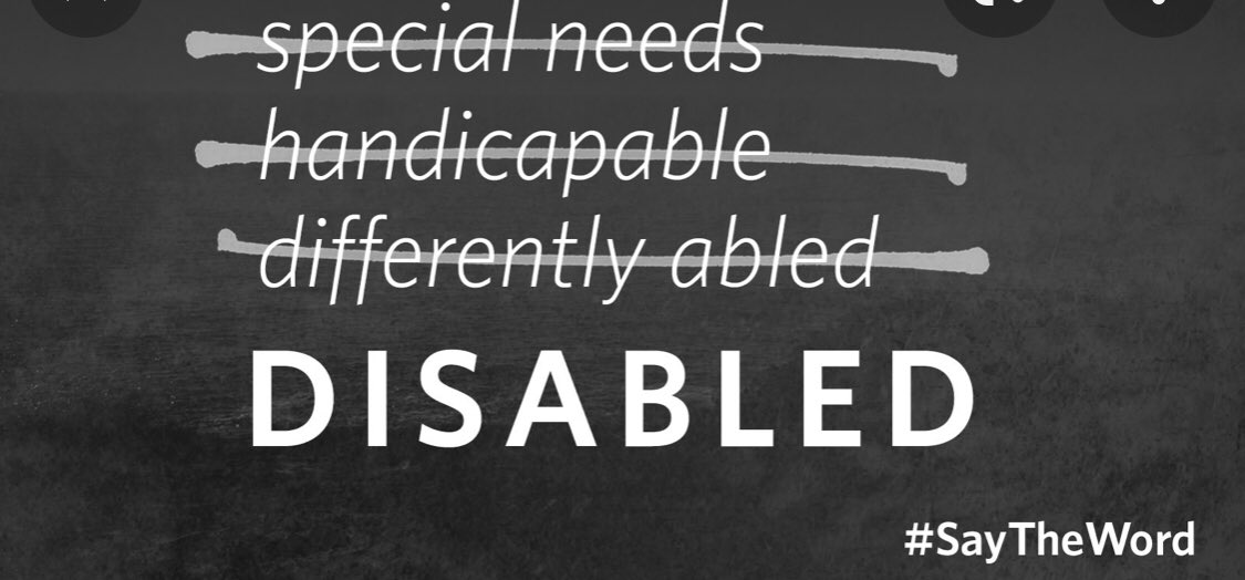 EdmABCanada's tweet photo. @tygibbs01 @TMZ You know who agrees with you about the using the word special to describe disability? Disabled people. 

Non-disabled people gave the word special to folks w/disabilities. They refuse to #SayTheWord Disabled. Nothing special about #Ableism 
#TheMoreYouKnow #LearnAndUnlearn https://t.co/NwUXihFiaU
