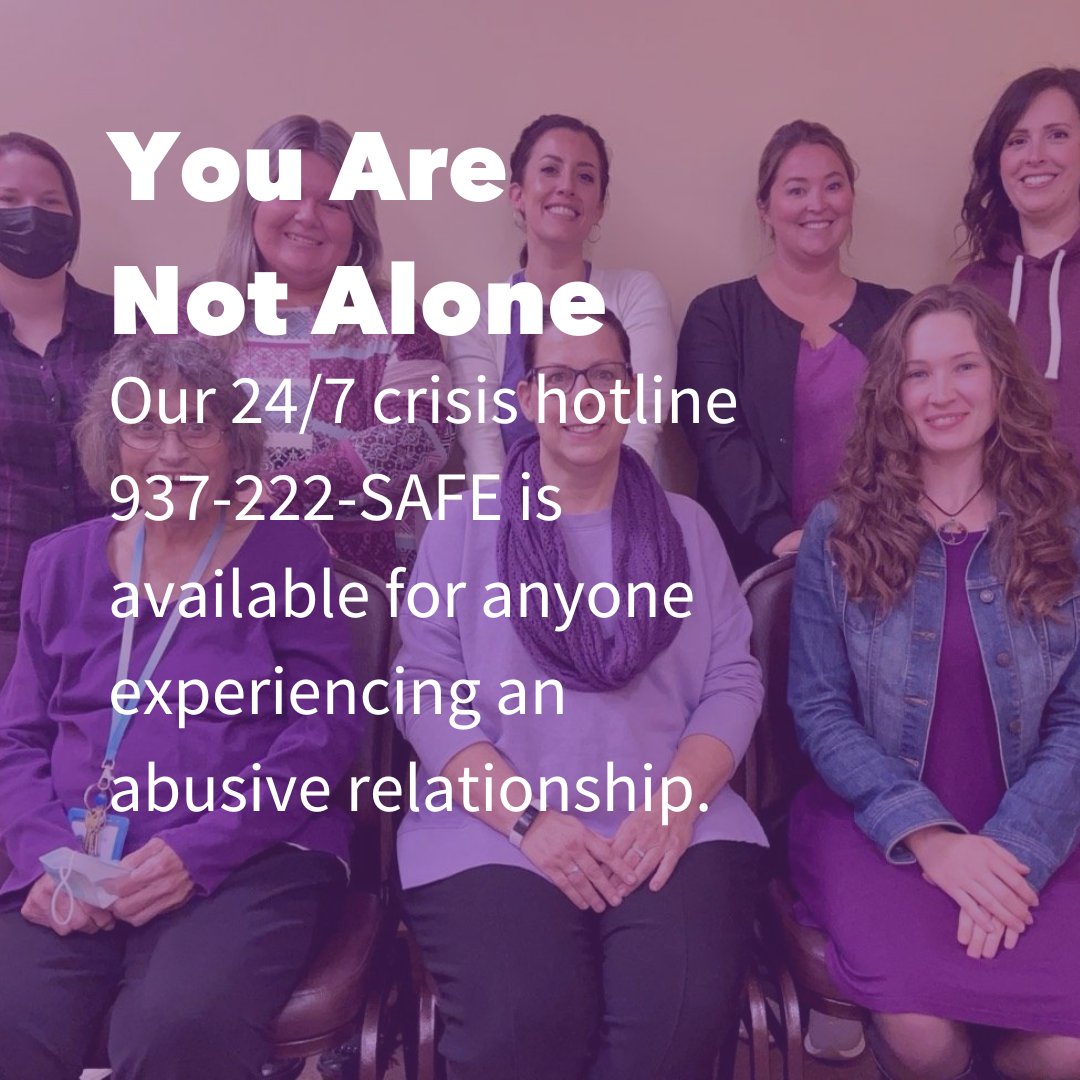 Swipe or click to lean more about the signs of an abusive relationship. 

If you are experiencing abuse in a relationship or know of a friend who is, call our 24/7 crisis hotline 937-222-SAFE. We can help you prepare a safety plan, help a friend or family member, or safely leave.