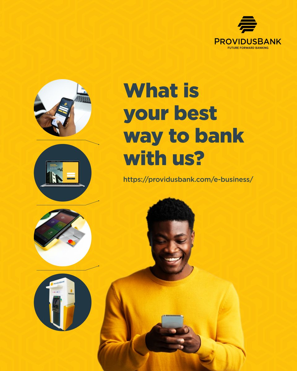Providusunity's tweet photo. Enjoy the convenience of banking with the ProvidusPlus mobile app, our corporate internet banking platform, and our ever-ready-to-help ATMs and POS.

Learn more about your options here https://t.co/rcPH1LtPys

#DigitalBanking #ProvidusBank #AlternativeChannels #Transactions https://t.co/RvzUA6WdsZ