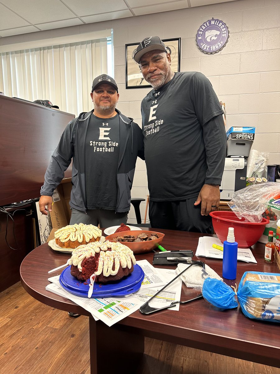 WehsAthletics's tweet photo. Happy Birthday to these two STRONG SIDE COACHES! 🎉🥳
Coach Burget appreciates you both so much he gave you a BYE week to enjoy  your special day 🤭 https://t.co/YN5nMpi6A4