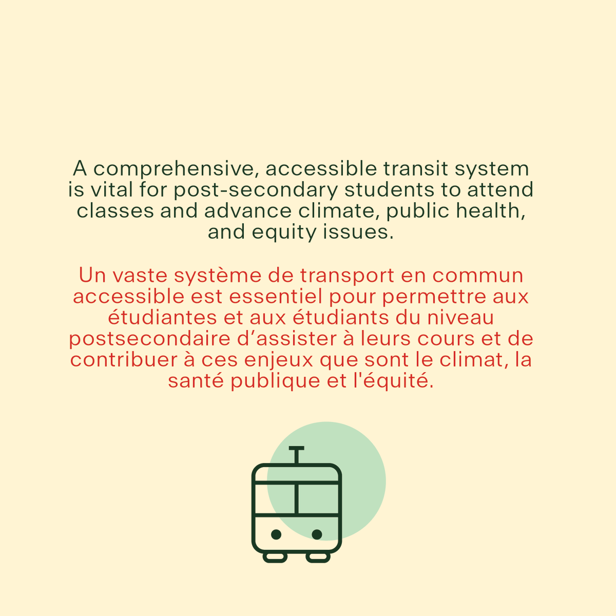 CFSON's tweet photo. Accessible transit is a climate justice issue, an equity issue, and a public health issue. Students deserve access to a transit system that meets their needs - this election, we are calling for just that. #DemandOurFuture https://t.co/mEIGBz02KX