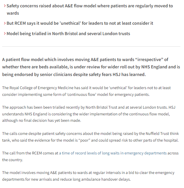 mattdiscombe's tweet photo. Exclusive: A&amp;E 'continuous flow' model could be rolled out nationally amid safety concerns. 

@RCollEM call for leaders to consider model as long A&amp;E waits 'a call to action'

https://t.co/6DYTLoimEq https://t.co/Nu45bwajvk