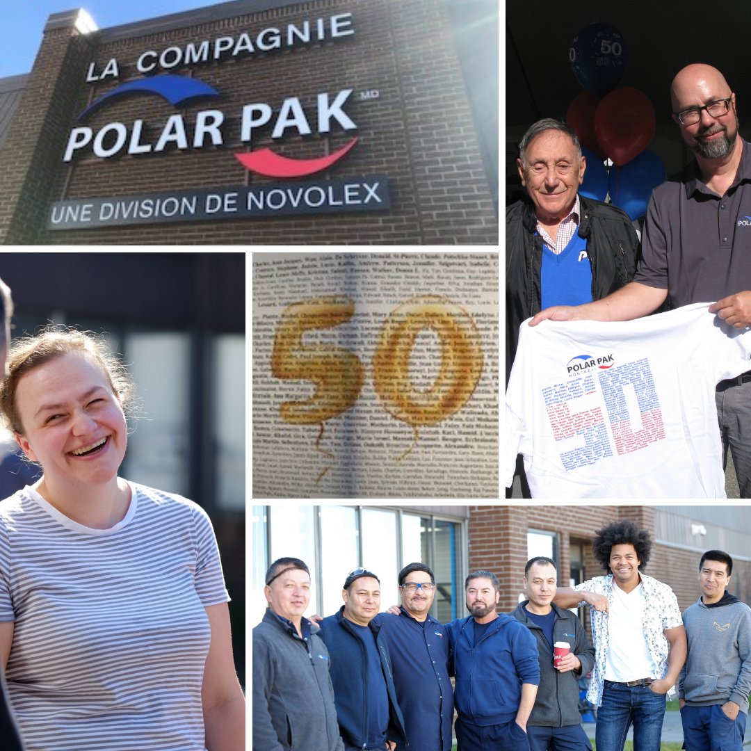 Novolex's tweet photo. On October 5th, our team in Montreal, Canada celebrated the 50th anniversary of the founding of Polar Pak.  #celebrate #fifity #novolexcares #canada https://t.co/EMzFYGzcGB