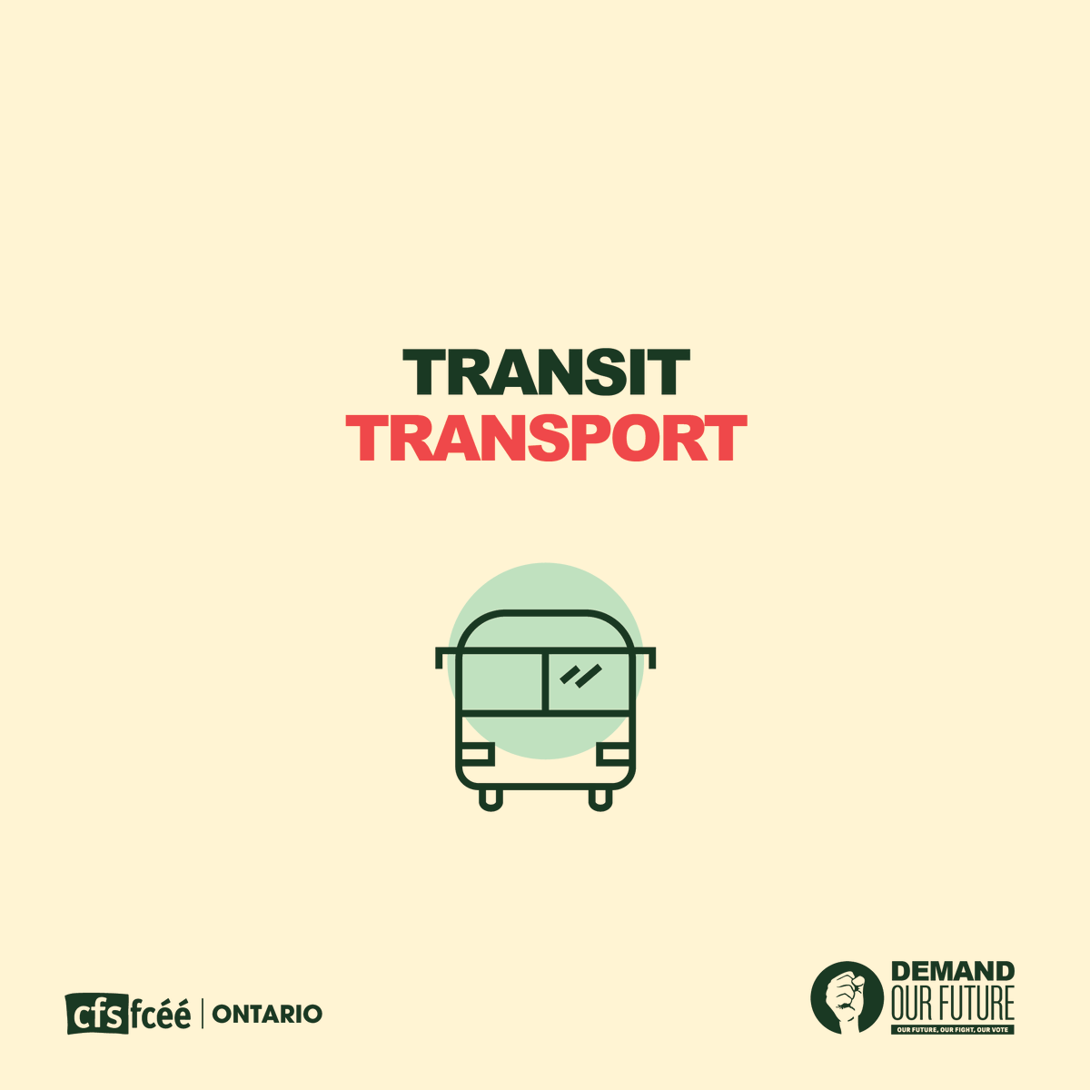 CFSON's tweet photo. Accessible transit is a climate justice issue, an equity issue, and a public health issue. Students deserve access to a transit system that meets their needs - this election, we are calling for just that. #DemandOurFuture https://t.co/mEIGBz02KX