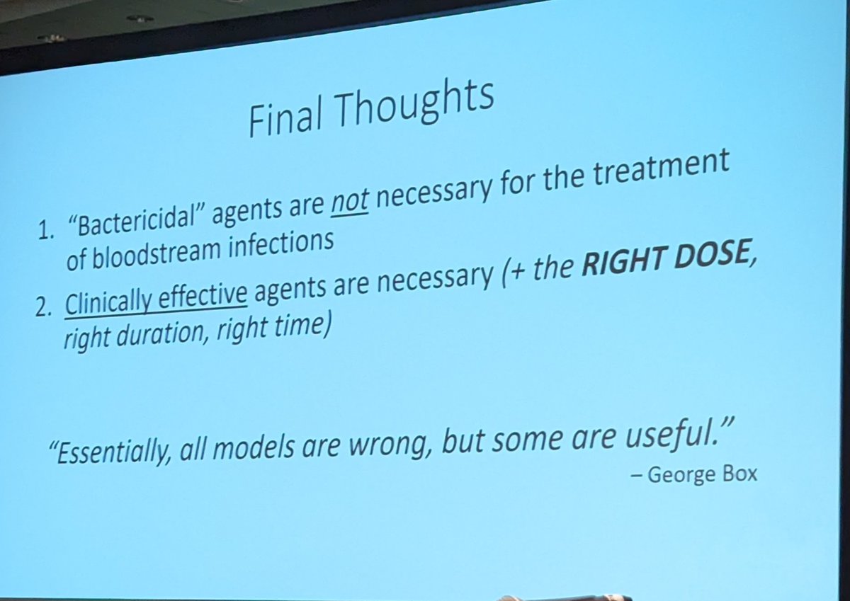 For anyone who still needs to hear this, "static" vs "cidal" doesn't matter.

Nice first talk from Navaneeth Narayanan in the myth busters session at #IDWeek2022.

#IDTwitter
#MedTwitter
<a href="/BradSpellberg/">Brad Spellberg</a>

academic.oup.com/cid/article/66…