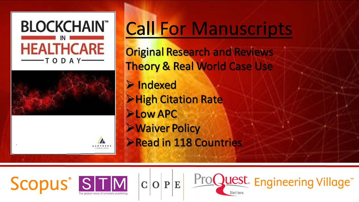 BHTYJournal's tweet photo. Leading intl blockchain #healthcare #OA #peerreviewed #journal.
Submit theoretical or real world #caseuse MS for 2023 consideration
Upload to
https://t.co/yo3sCAFelk
#blockchaintechnology #blockchain #EHR #DLT #blockchainresearch #engineering #medicine #openaccess #openscience https://t.co/qRvJOe8NGy