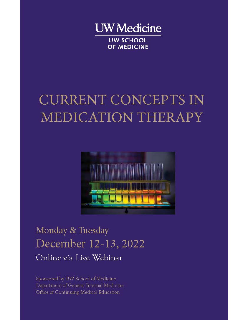 Registration is open! Join the @UWCME course “Current Concepts in Medication Therapy” in December. Course faculty include Drs. Jennifer Azen, Lindsey Enoch, @srijosyula, @clknight, @leyde_sarah, & Nina Tan. Barrels of learning to be had! uw.cloud-cme.com/course/courseo…