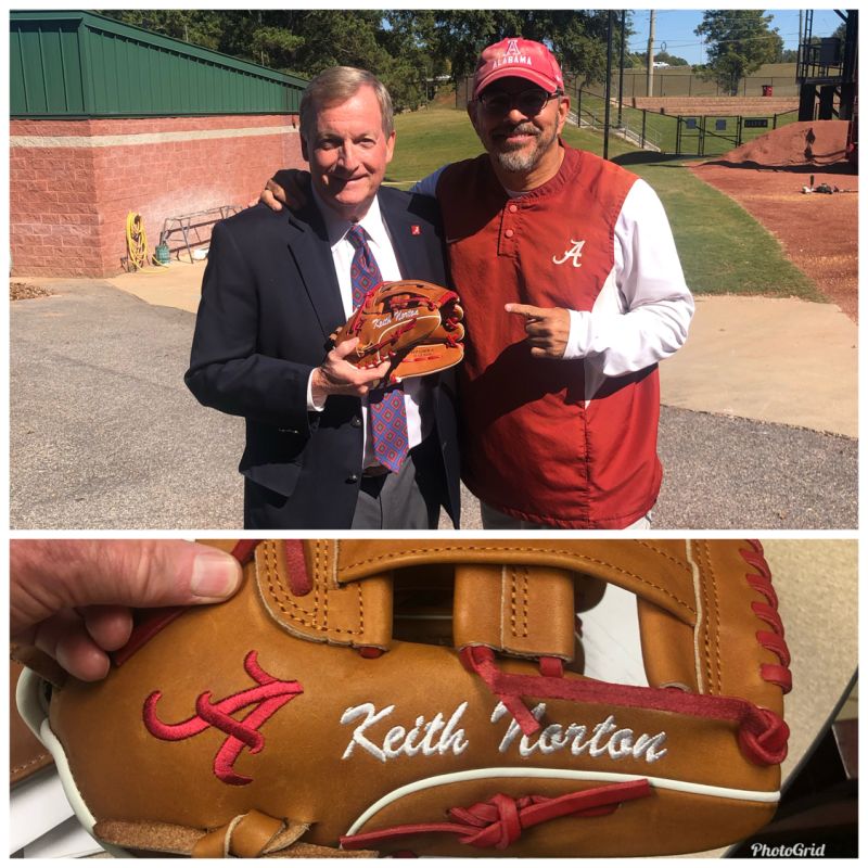 RagersRhoads's tweet photo. @74Talk @AlabamaSB @UACoachMurphy @BamaVidScott @BattsAndrew @Bama_Bobby Great to see that @tidecatcher5 receive a custom glove too. Murph showing love to a lot of folks who have supported the program for a long time. #RollMurph https://t.co/9mHwoWbAW5