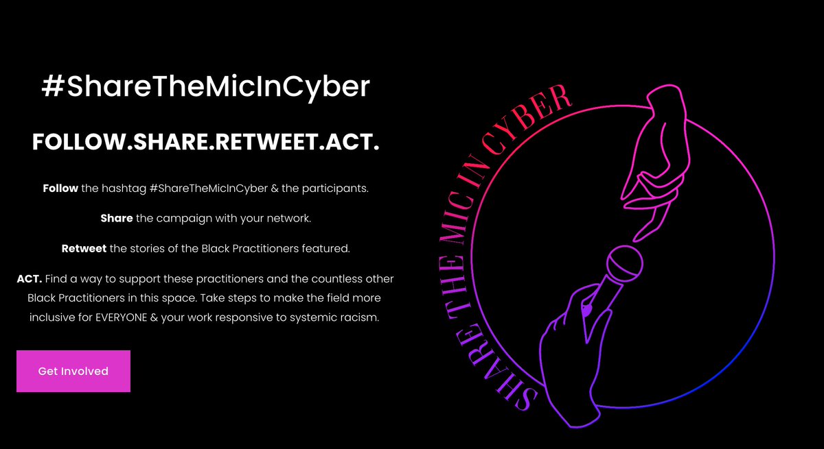 It’s #ShareTheMicInCyber day! I’ll be following and amplifying all day long — and hope you will too. #DiversityInCyber @ShareInCyber