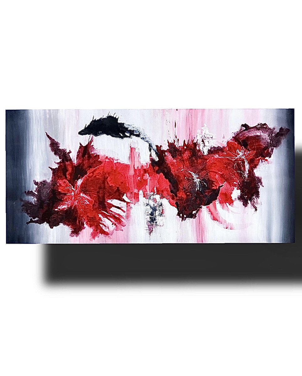 ‘Adrenaline’ painted in acrylics on canvas roll.